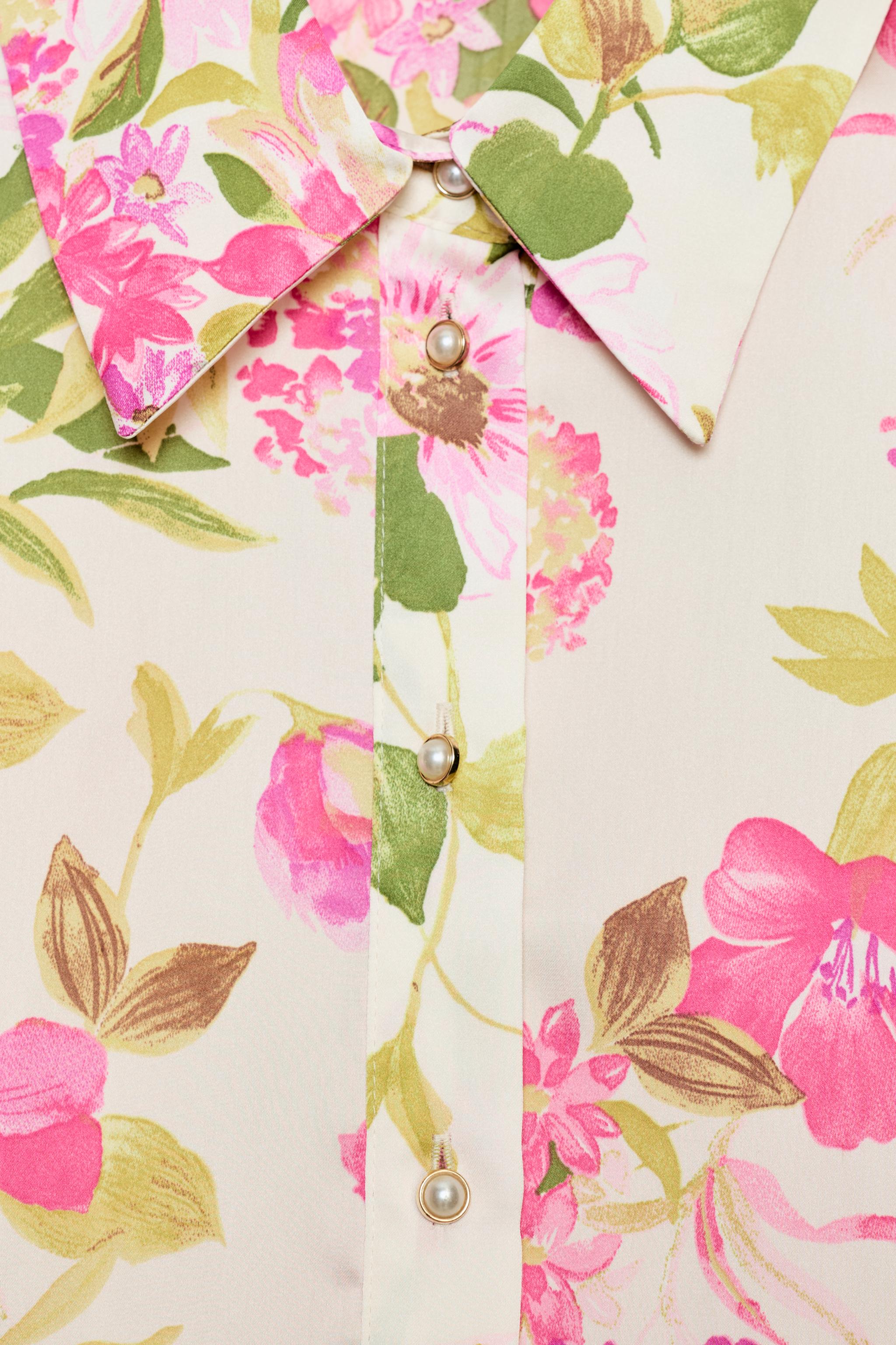 FLORAL PRINT SATIN EFFECT SHIRT